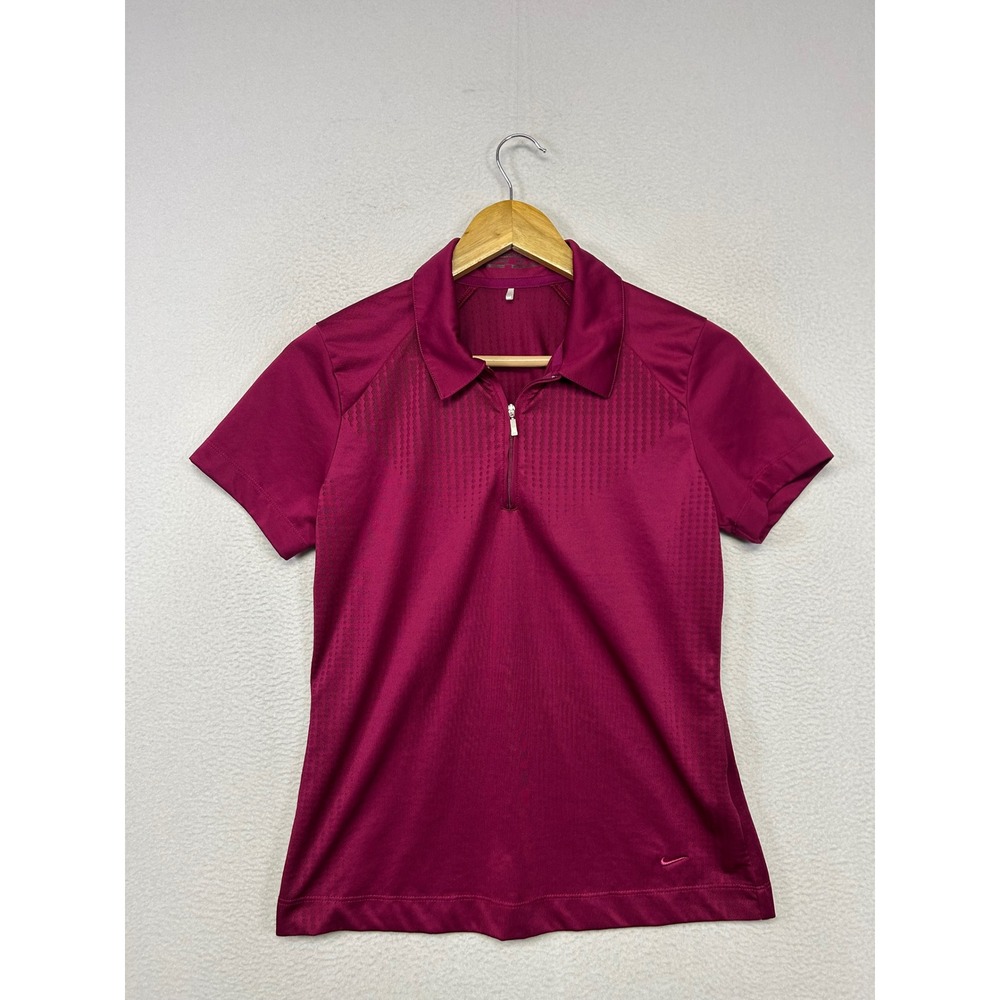 Athletic Gorpcore Nike Golf Womens Small Magenta Fit Dry 1/4 Zip Polo Shirt